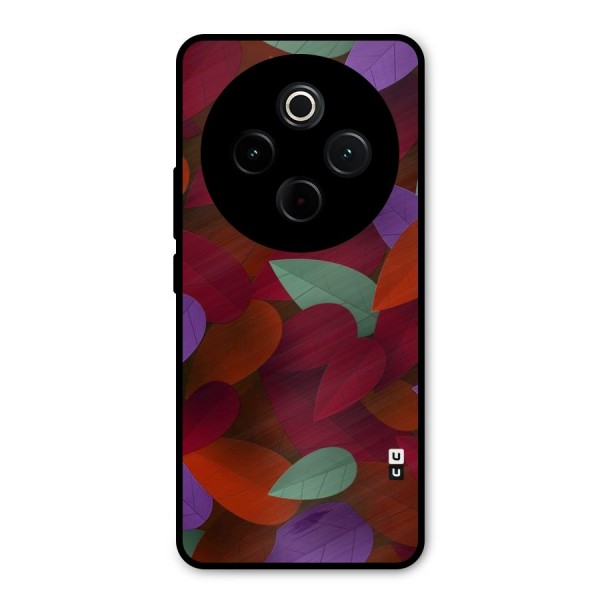 Aesthetic Colorful Leaves Metal Back Case for Vivo T4