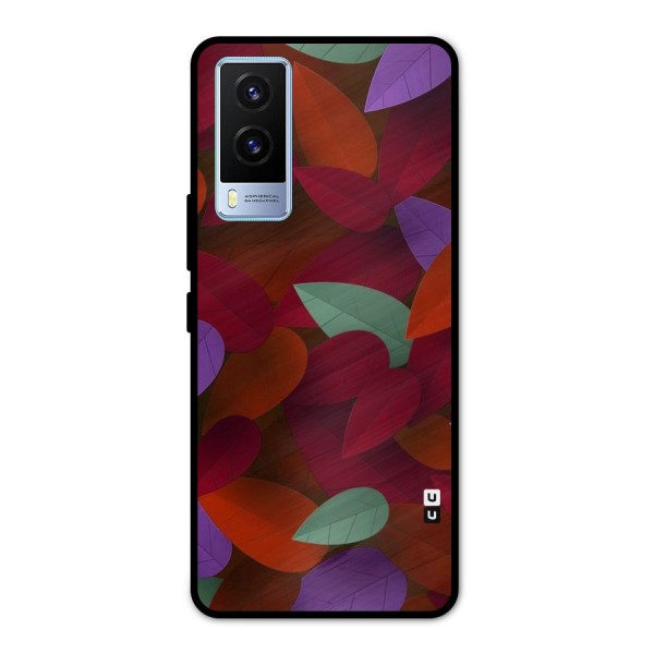 Aesthetic Colorful Leaves Metal Back Case for Vivo V21e 5G