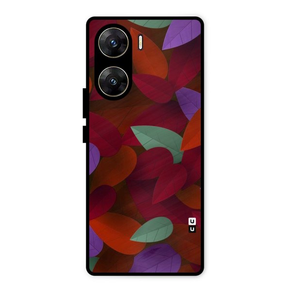 Aesthetic Colorful Leaves Metal Back Case for Vivo V29e
