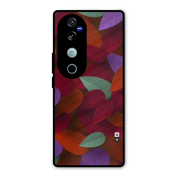 Aesthetic Colorful Leaves Metal Back Case for Vivo V40 Pro