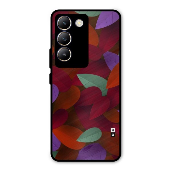 Aesthetic Colorful Leaves Metal Back Case for Vivo Y200e