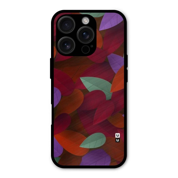 Aesthetic Colorful Leaves Metal Back Case for iPhone 16 Pro