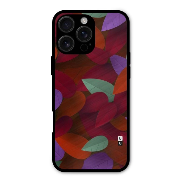 Aesthetic Colorful Leaves Metal Back Case for iPhone 16 Pro Max