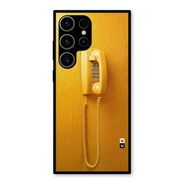 Aesthetic Yellow Telephone Metal Back Case for Galaxy S23 Ultra