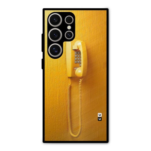 Aesthetic Yellow Telephone Metal Back Case for Galaxy S24 Ultra
