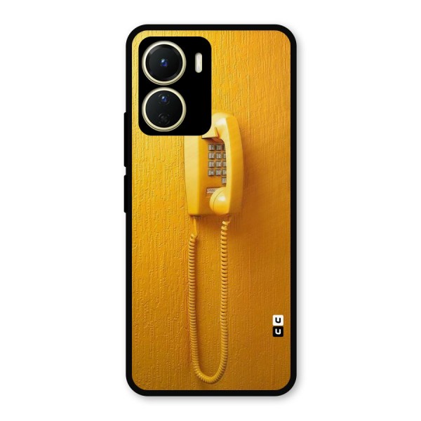 Aesthetic Yellow Telephone Metal Back Case for Vivo T2x