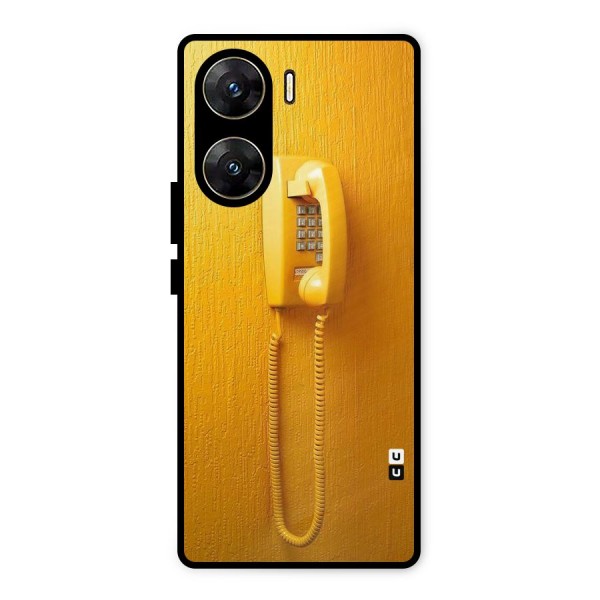 Aesthetic Yellow Telephone Metal Back Case for Vivo V29e
