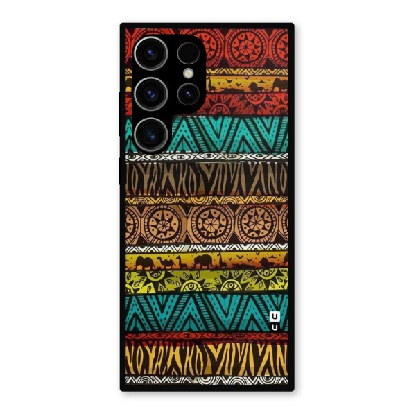 African Design Pattern Metal Back Case for Galaxy S23 Ultra