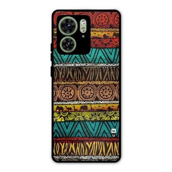 African Design Pattern Metal Back Case for Motorola Edge 40 5G