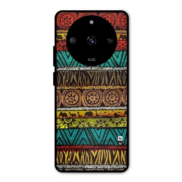 African Design Pattern Metal Back Case for Realme Narzo 60 5G