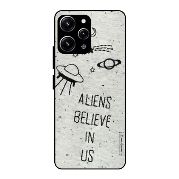 Aliens Believe In Us Glass Back Case for Redmi 12 4G