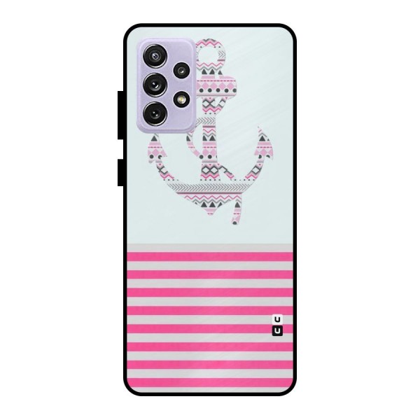 Anchor Design Stripes Metal Back Case for Galaxy A72