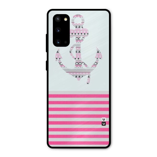 Anchor Design Stripes Metal Back Case for Galaxy S20