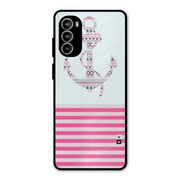 Anchor Design Stripes Metal Back Case for Moto G52