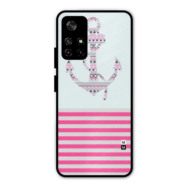 Anchor Design Stripes Metal Back Case for Poco M4 Pro 5G
