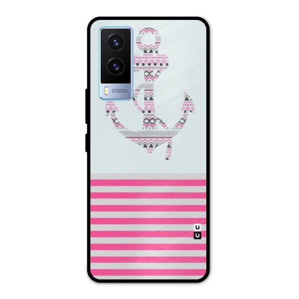 Anchor Design Stripes Metal Back Case for Vivo V21e 5G