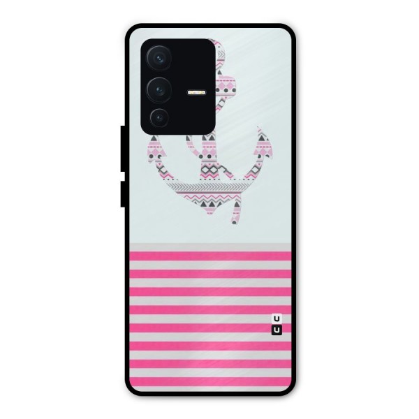Anchor Design Stripes Metal Back Case for Vivo V23 Pro