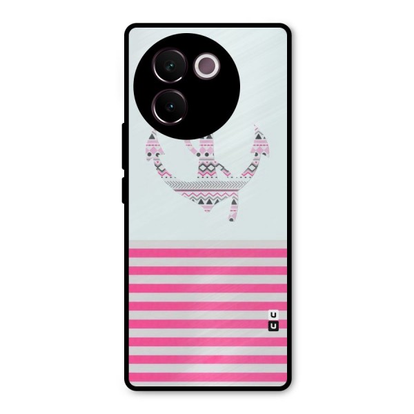 Anchor Design Stripes Metal Back Case for Vivo V30e