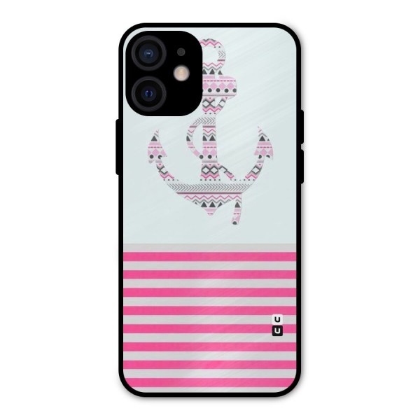 Anchor Design Stripes Metal Back Case for iPhone 12 Mini