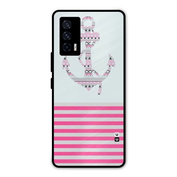 Anchor Design Stripes Metal Back Case for iQOO 7 5G