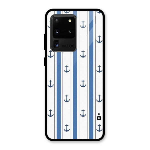 Anchor Stripe Lines Glass Back Case for Galaxy S20 Ultra