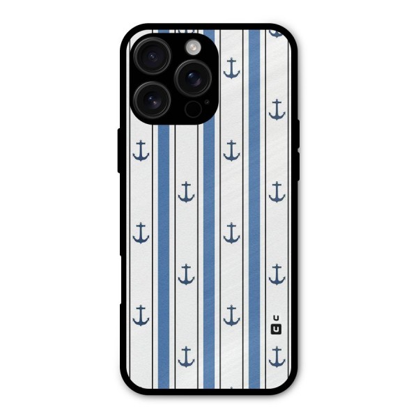 Anchor Stripe Lines Metal Back Case for iPhone 16 Pro Max