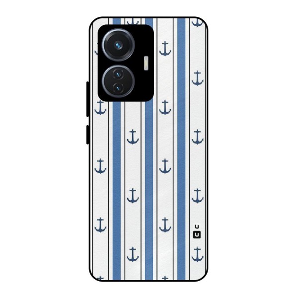 Anchor Stripe Lines Metal Back Case for iQOO Z6 44W