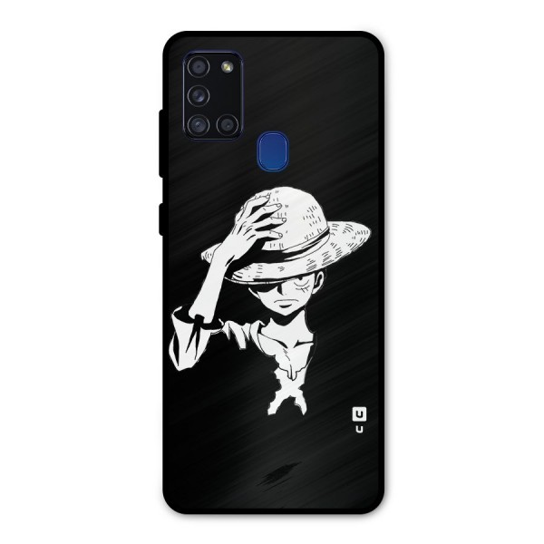 Anime One Piece Luffy Silhouette Metal Back Case for Galaxy A21s