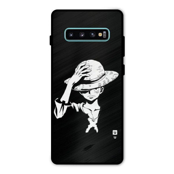 Anime One Piece Luffy Silhouette Metal Back Case for Galaxy S10 Plus