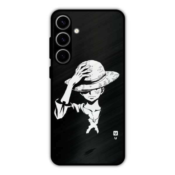 Anime One Piece Luffy Silhouette Metal Back Case for Galaxy S24 Plus