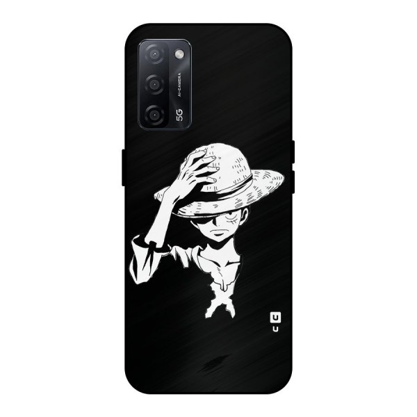 Anime One Piece Luffy Silhouette Metal Back Case for Oppo A53s 5G