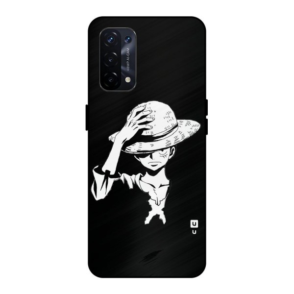 Anime One Piece Luffy Silhouette Metal Back Case for Oppo A74 5G