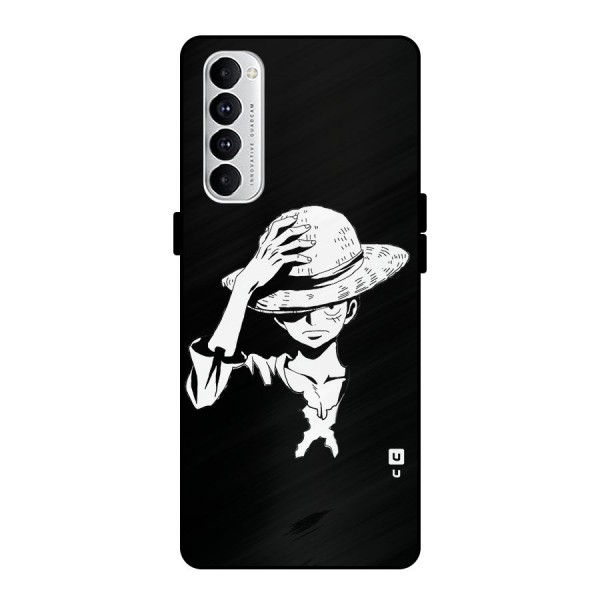 Anime One Piece Luffy Silhouette Metal Back Case for Oppo Reno4 Pro