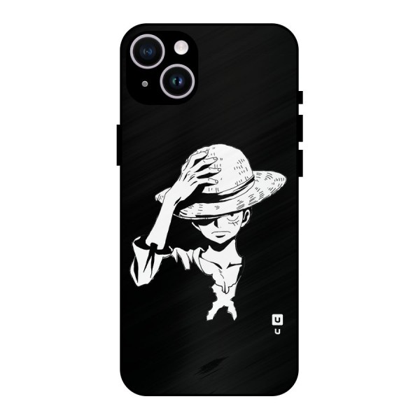 Anime One Piece Luffy Silhouette Metal Back Case for iPhone 14 Plus