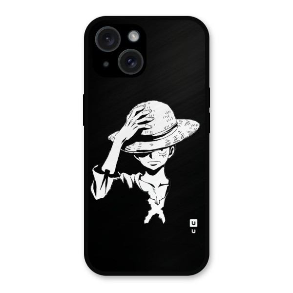 Anime One Piece Luffy Silhouette Metal Back Case for iPhone 15