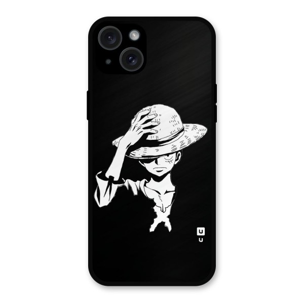 Anime One Piece Luffy Silhouette Metal Back Case for iPhone 15 Plus