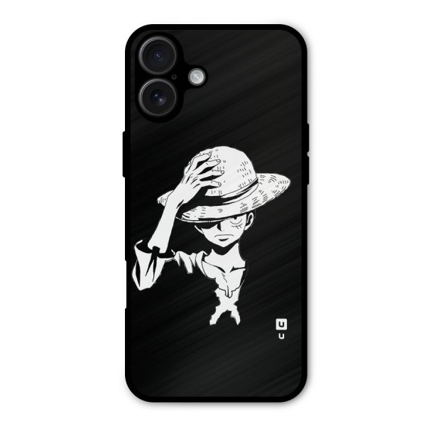 Anime One Piece Luffy Silhouette Metal Back Case for iPhone 16 Plus