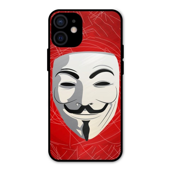 Anonymous Mask Abstract  Metal Back Case for iPhone 12 Mini