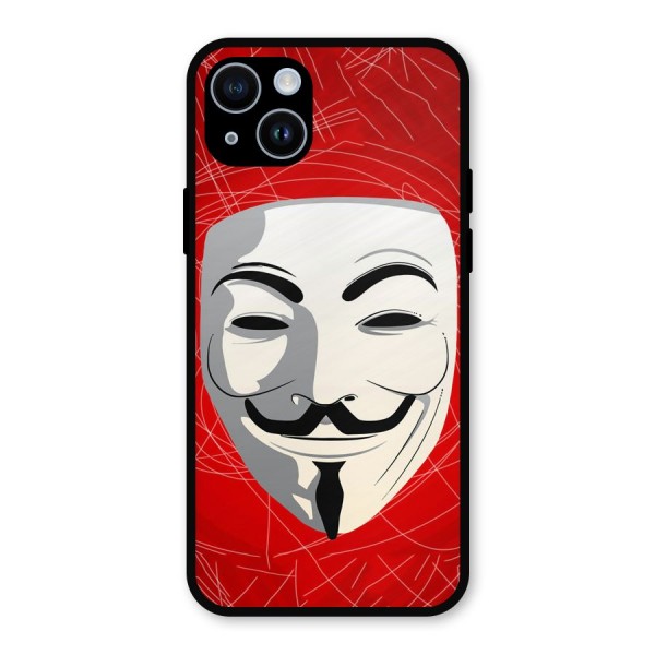 Anonymous Mask Abstract  Metal Back Case for iPhone 14