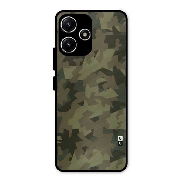 Army Abstract Metal Back Case for Redmi 12 5G