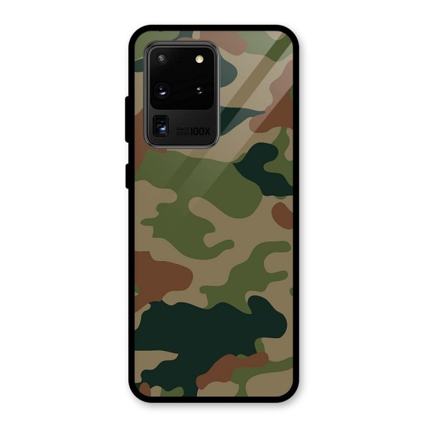 Army Camouflage Glass Back Case for Galaxy S20 Ultra