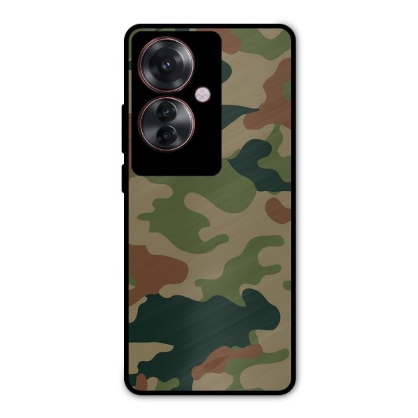 Army Camouflage Metal Back Case for Oppo F25 Pro