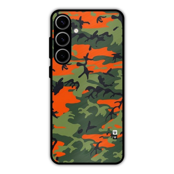Army Pattern Metal Back Case for Galaxy S24 Plus