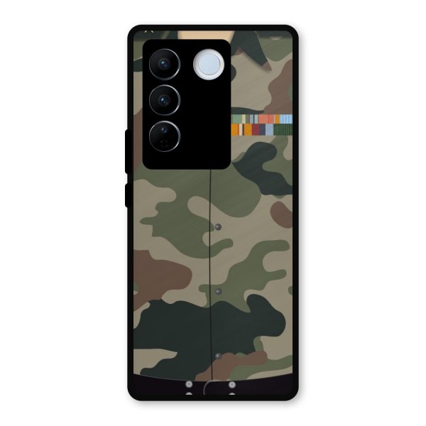 Army Uniform Metal Back Case for Vivo V27 Pro