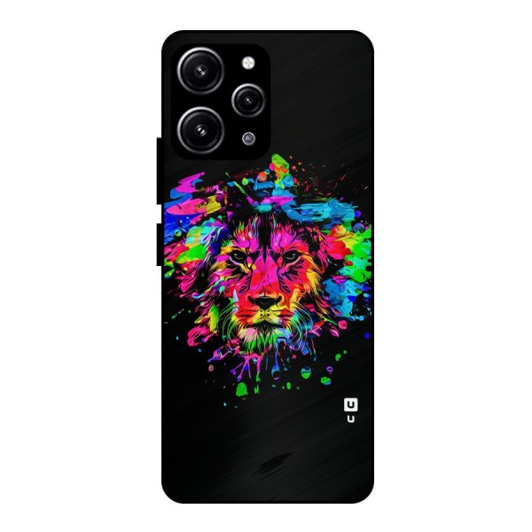 Artistic Lion Art Splash Glass Back Case for Redmi 12 4G