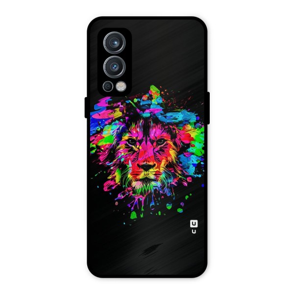 Artistic Lion Art Splash Metal Back Case for OnePlus Nord 2 5G