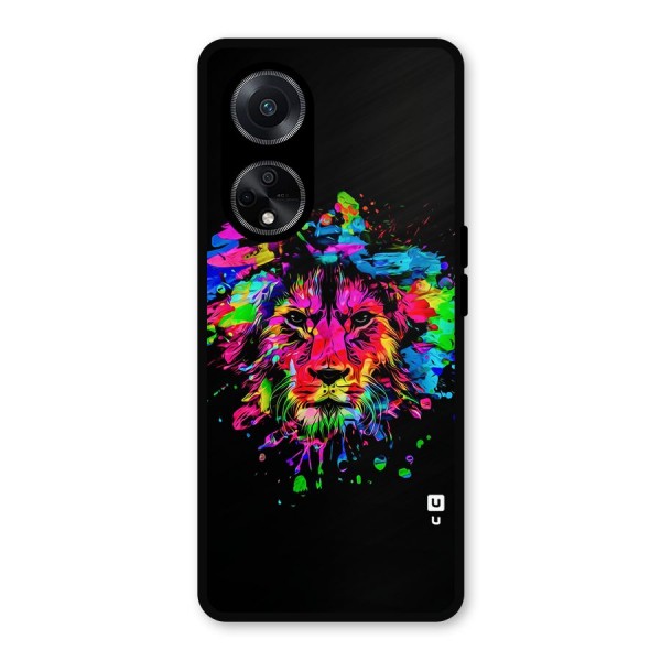 Artistic Lion Art Splash Metal Back Case for Oppo F23