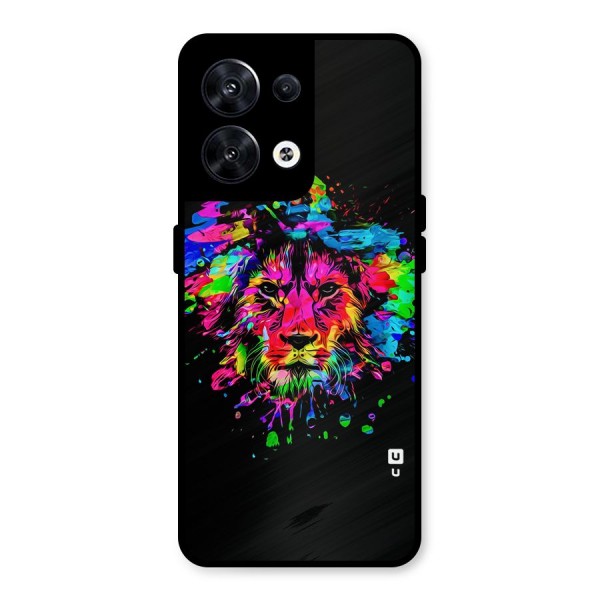Artistic Lion Art Splash Metal Back Case for Oppo Reno8 5G