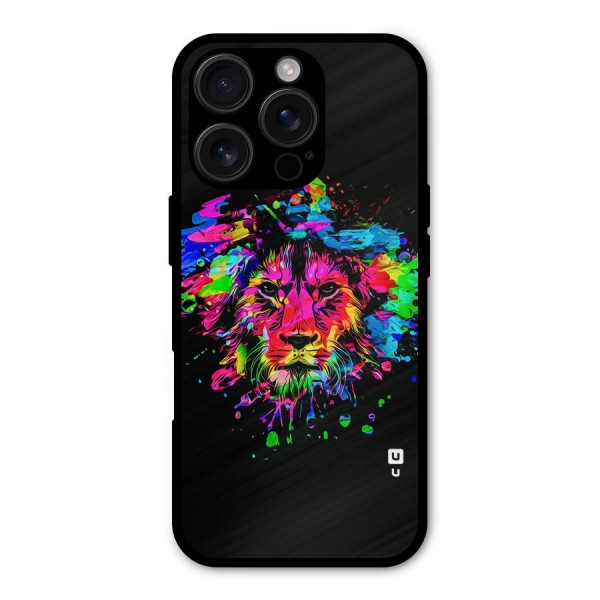 Artistic Lion Art Splash Metal Back Case for iPhone 16 Pro