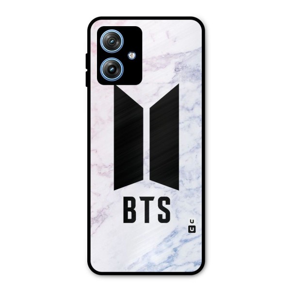 BTS Logo Marble Print Metal Back Case for Moto G54